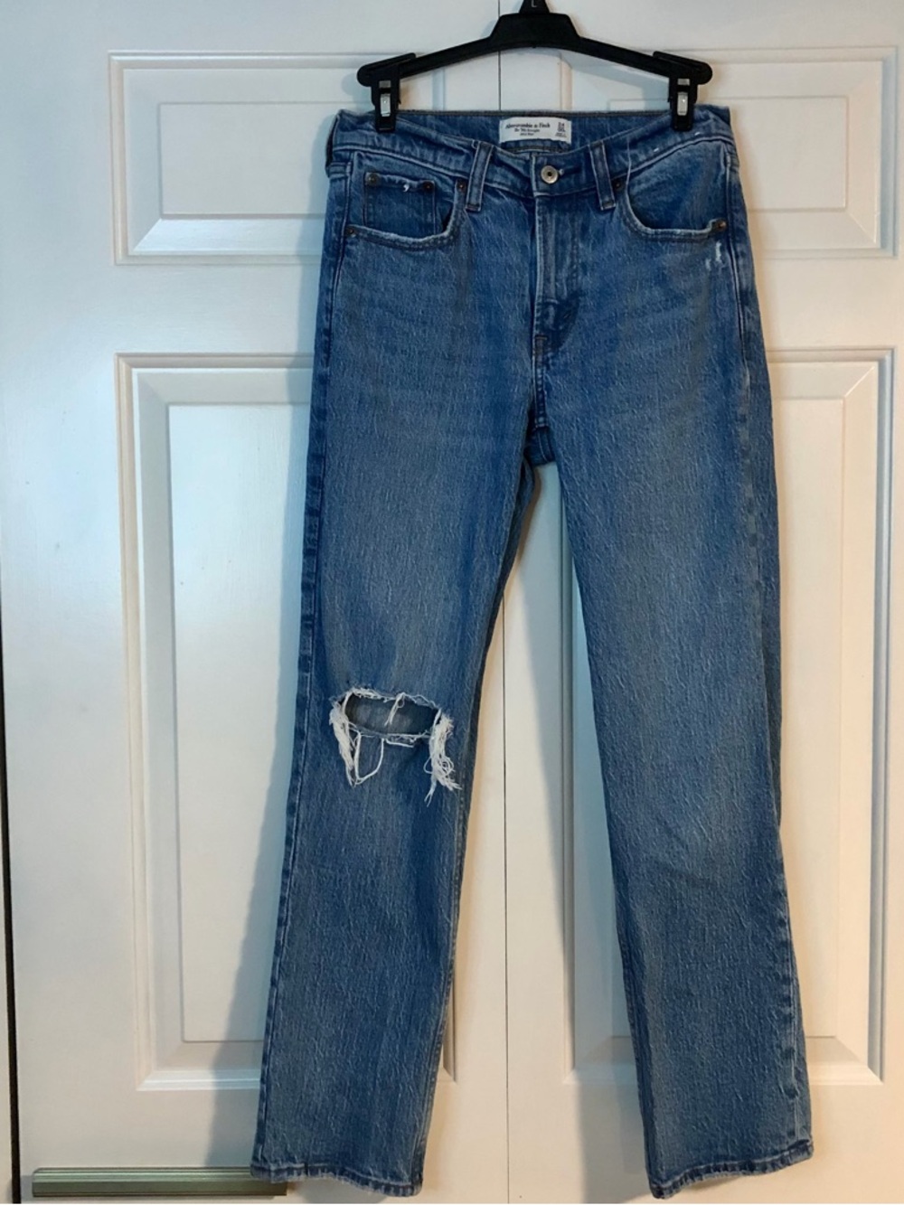 Abercrombie & Fitch 90s Straight Jeans Size 24 High Rise Distressed